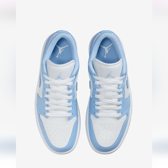 Bling Nike Air Jordan 1 Low Blue White Women's Sneakers Customized With Crystals - Picture 3 of 5